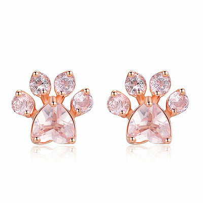 Liefdevolle uitstraling Kinderen dierenvoetafdrukken Stud oorbellen in 925 sterling zilver messing