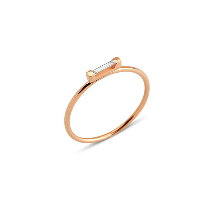 925 Sterling zilver Eco-vriendelijke mini baguette ringen voor vrouwen Echte goudplate sieraden