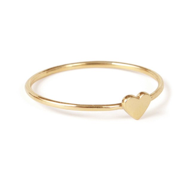 Delicate Plain Design Heart Ring Echte 925 Sterling Zilver 18K Goud Plating Tarnish Free