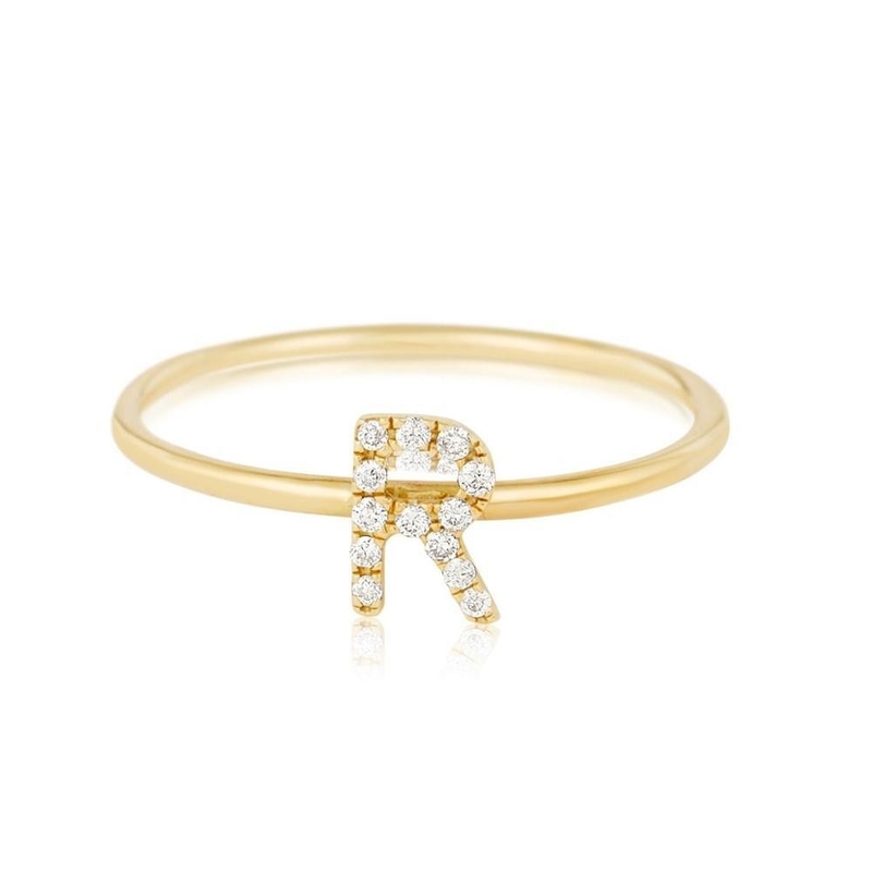 Zilveren sieraden gepersonaliseerde 18K vergulde stapelingen initiële CZ dunne ringen voor vrouwen