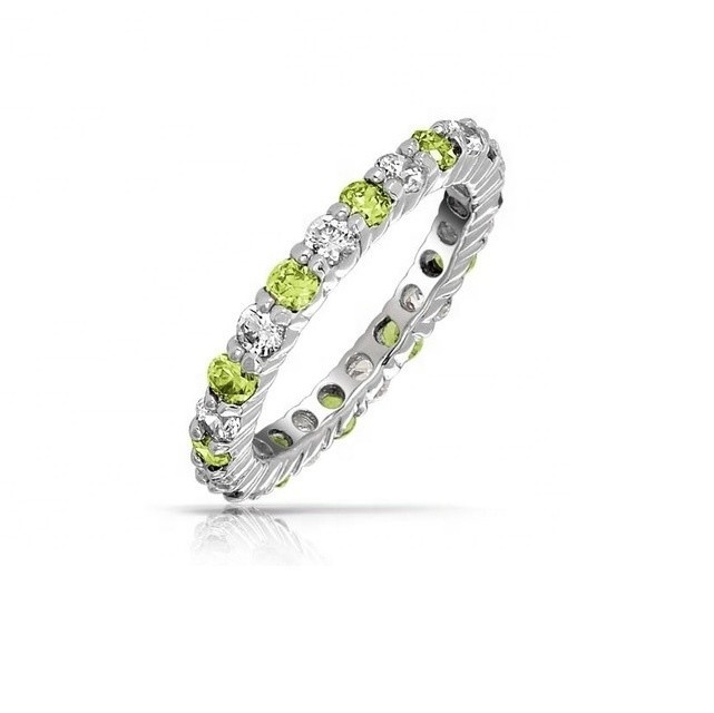 925 Zilveren Eternity Band Ring met Rose Gold Plating en Birthstone CZ Stones Optie