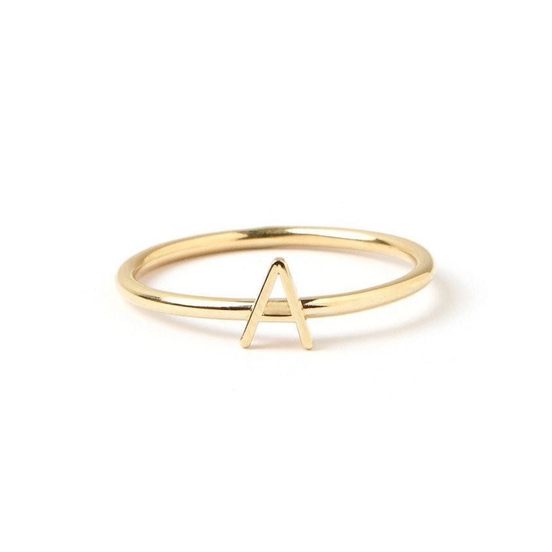 Gepersonaliseerde initiële 14K gouden mini brief gestapeld 925 Sterling zilveren ringen voor vrouwen