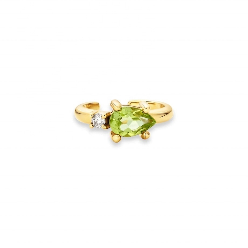 18K goud geplatte 925 Sterling zilver trendy design Peer Cut Peridot CZ manchet oorbellen