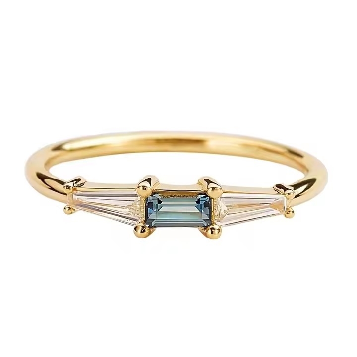 Nieuwe aankomst Drie Steen CZ Ringen Wit CZ En Tanzanite Echte S925 Zilver Fijne Sieraden 14K 18K Goud geplatte voor vrouwen