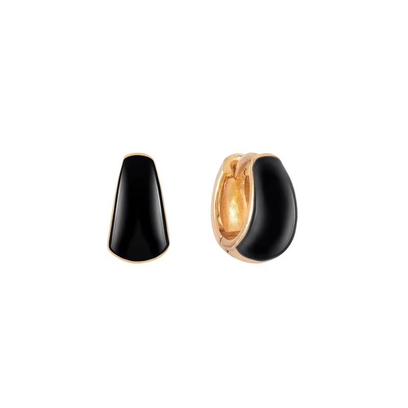 Persoonlijke dames fijne sieraden S925 Zilver 18K Goud Bold Dome Kleurrijke glazuur Kleine Huggie oorbellen