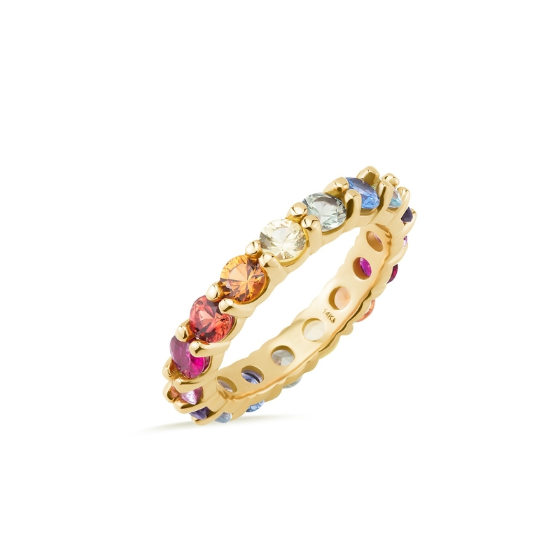Unieke prong kleurrijke kubische zircon accessoires vrouwen 925 sterling zilver eeuwigheid band ring