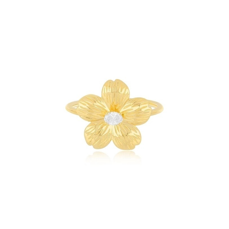 Forever Flower 18K goud geplatte ovaal CZ dames ring in 925 Sterling zilveren sieraden