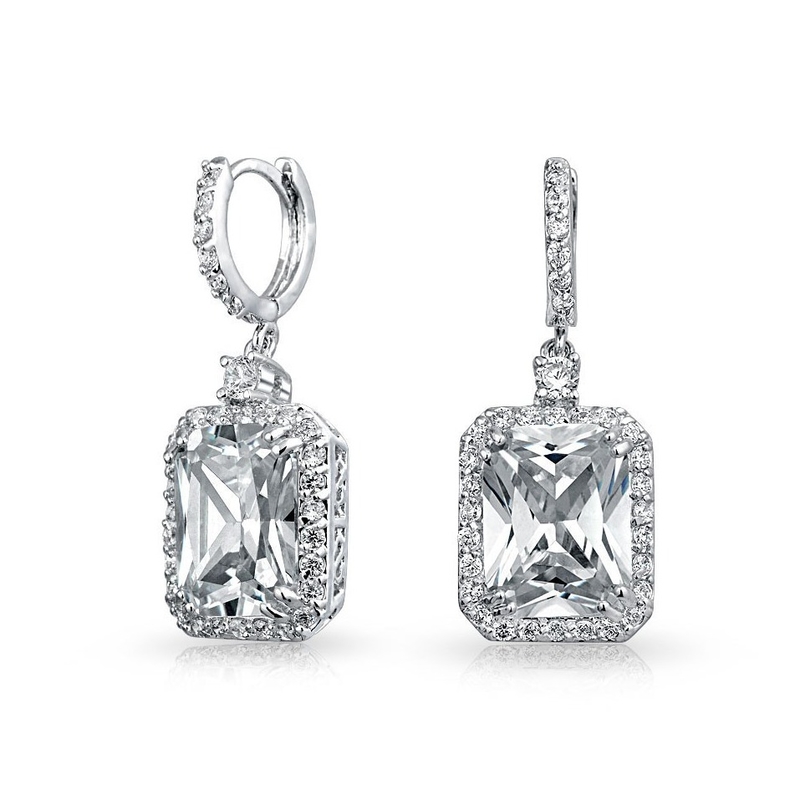 925 Sterling zilver Materiaal Type Top Verkopen Witgoud Gelaagd Dangle Bruids oorbellen
