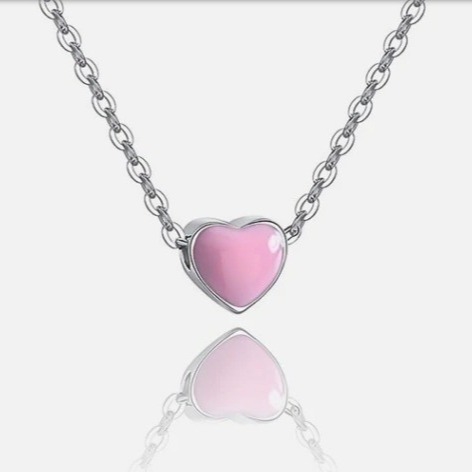 Rhodium geplatte kleine roze hart Valentijnsdag Vrouwen 925 Sterling zilveren hangers