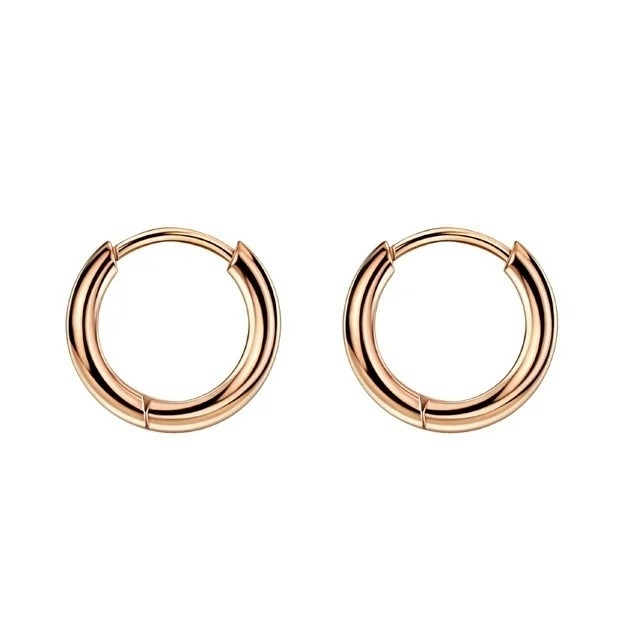 Simply Rose Gold 8mm Hinged Huggie Kleine Hoop Earrings van roestvrij staal Voor het afstuderen