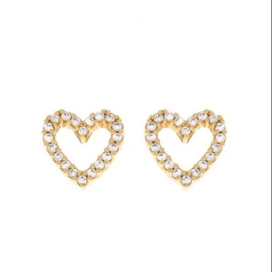 Messing/koper/925 Sterling zilver hart stud oorbellen met full pave CZ hart grootte 8mm