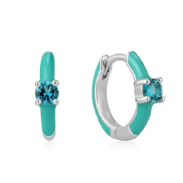 Neon Turquoise Emaille Micro Pave CZ Candy Kleurrijke Meisjes Vrouwen Oorbellen Eco-vriendelijk Ja