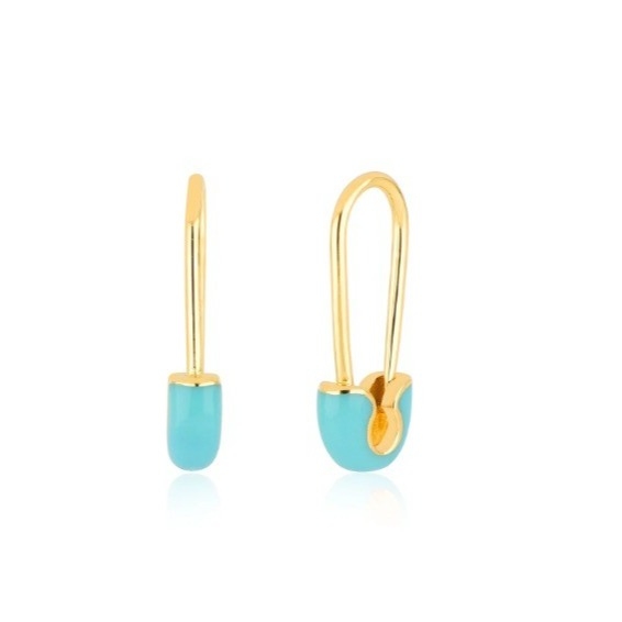 925 Sterling zilver mode vrouwelijke pin oorbellen versierd met blauwe glazuur drop afwerking