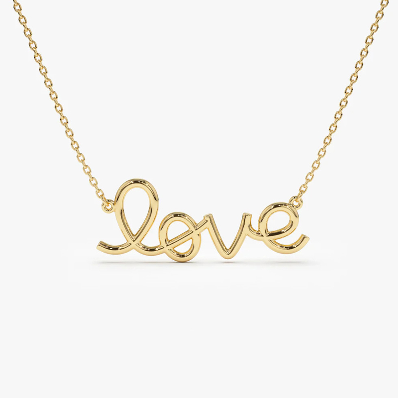 Solid 925 Sterling zilver 14K goud geplatte Liefdes hanger halsketting voor vrouwen Valentijnsdag cadeau
