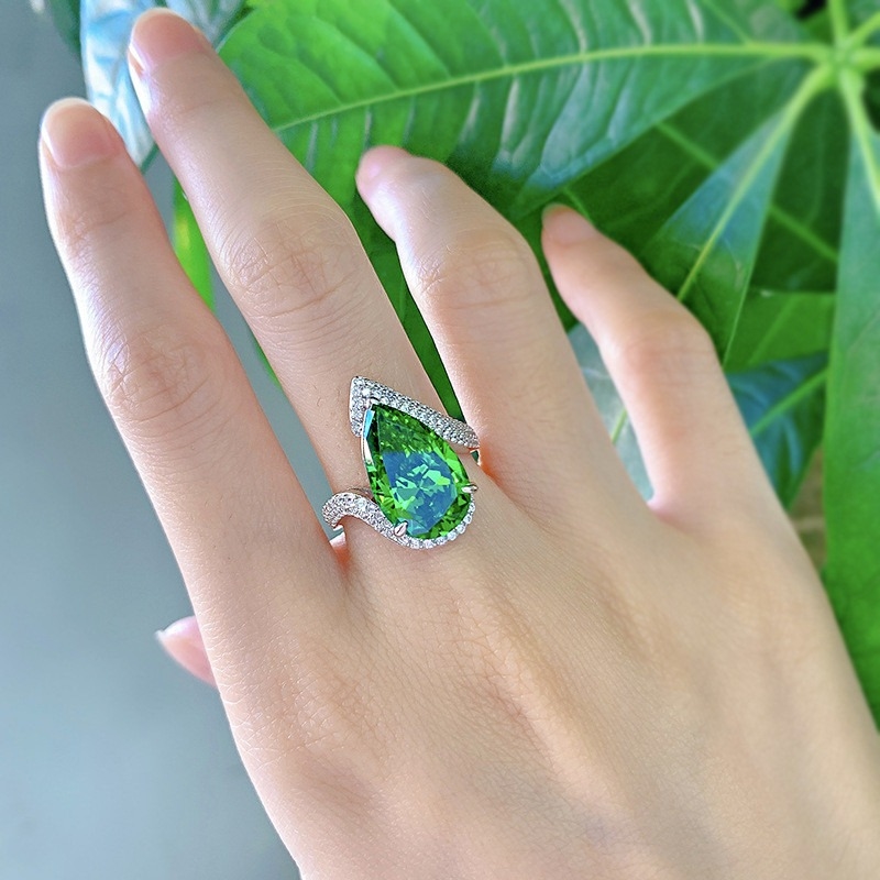 Luxe smaragd CZ diamanten ringen echt 925 sterling zilver handgemaakte sieraden voor vrouwen