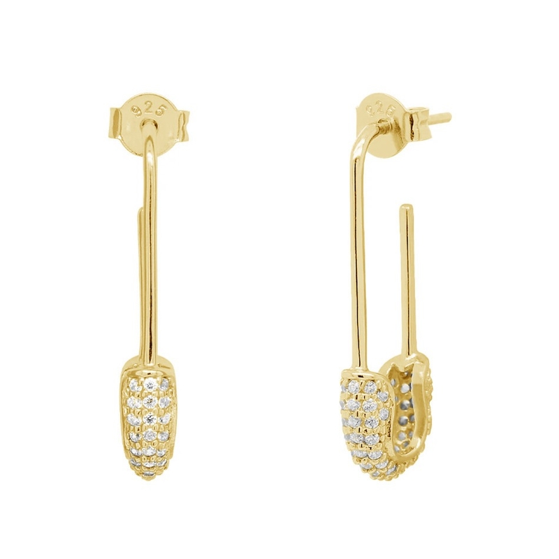 Vrouwen Hoop oorbellen in 925 zilver met heldere CZ Diamant Braziliaanse gele goud sieraden