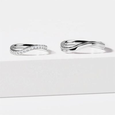 925 Sterling zilver Wit goud Diamant CZ Wave Ring voor dames Fijne sieraden OEM/ODM