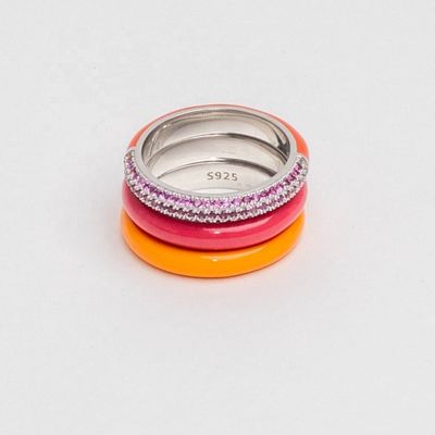 Elegante 925 Sterling Zilver 18k Geelgoud Half Zirkoon Half Emaille Ring