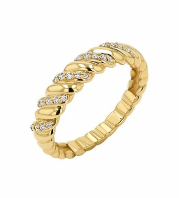 Handgemaakte Twist Classic 925 Sterling zilveren damesring Juwelen bekleed met 18K goud
