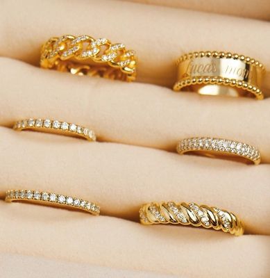 Handgemaakte Twist Classic 925 Sterling zilveren damesring Juwelen bekleed met 18K goud