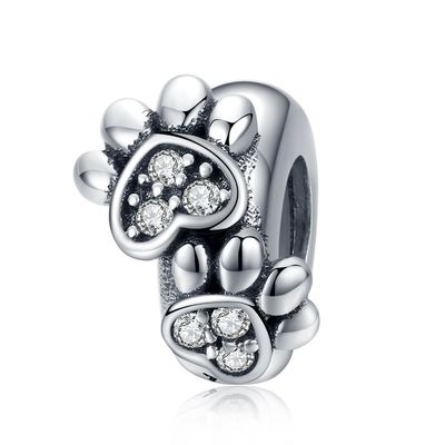 Wit kubisch zircon voetafdruk vorm kralen charme voor vrouwen 925 sterling zilver armband charmes