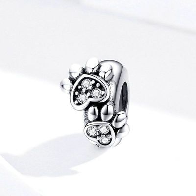Wit kubisch zircon voetafdruk vorm kralen charme voor vrouwen 925 sterling zilver armband charmes