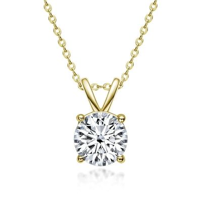 925 Sterling zilveren hanger voor meisjes 18K geel goud rond gesneden solitaire steen cadeau