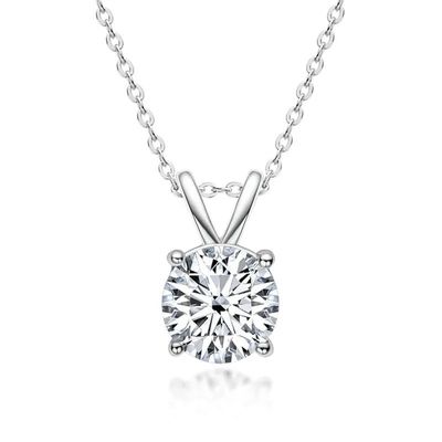 925 Sterling zilveren hanger voor meisjes 18K geel goud rond gesneden solitaire steen cadeau