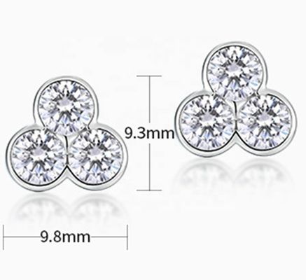 S925 Zilveren oorbellen van drie stenen stammen met rhodiumplating voor vrouwen en meisjes Fijne sieraden