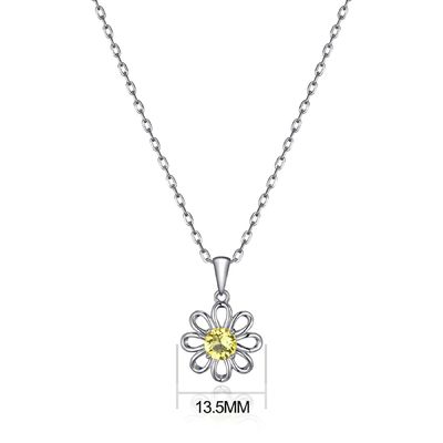 925 Sterling zilveren zonnebloem hanger met ketting sieraden ontwerp Geel kubisch zircon