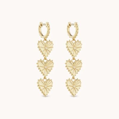 Handgemaakte 14K goud geplatte Dangle Multi Huggies Heart Charm oorbellen Perfect Present