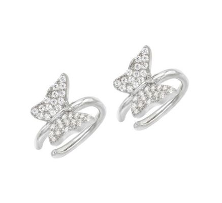 18k goud geplatte vlinder oorbel met Micron Pave Wit CZ Trendy vrouwen sieraden