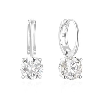 925 Sterling zilver aangekomen 18K verguld Solitaire Wit Kubisch Zircon Huggies oorbellen