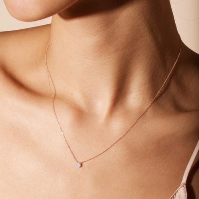 Kleine 18K gouden CZ diamanten ketting voor meisjes in klassieke stijl