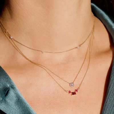 Kleine 18K gouden CZ diamanten ketting voor meisjes in klassieke stijl