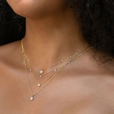 Kleine 18K gouden CZ diamanten ketting voor meisjes in klassieke stijl