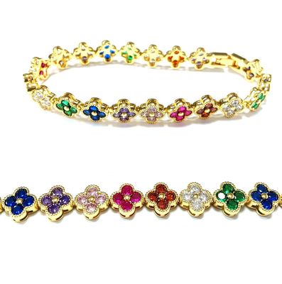 Zoetwaterparel CZ Stones Tennis Armbanden Geplatte Juwelen Op maat Regenboog Goud Koper Messing voor vrouwen