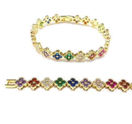 Zoetwaterparel CZ Stones Tennis Armbanden Geplatte Juwelen Op maat Regenboog Goud Koper Messing voor vrouwen