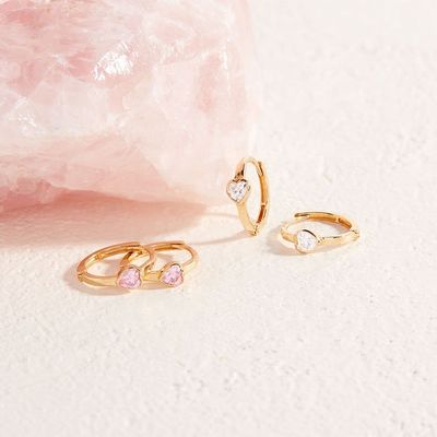 925 sterling zilver 14k goud geplatte glinsterende hart meisjes hoop oorbellen perfect voor dagelijks dragen