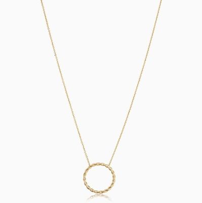 14K goud geplatte 925 Sterling zilver Twist hanger halsketting met 16 inch lengte link ketting