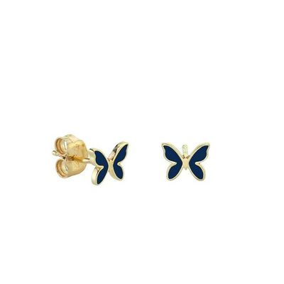Kleine witte emaille vlinder in de vorm van 925 Sterling zilver stud oorbellen met express verzending