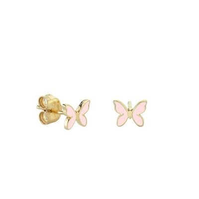 Kleine witte emaille vlinder in de vorm van 925 Sterling zilver stud oorbellen met express verzending