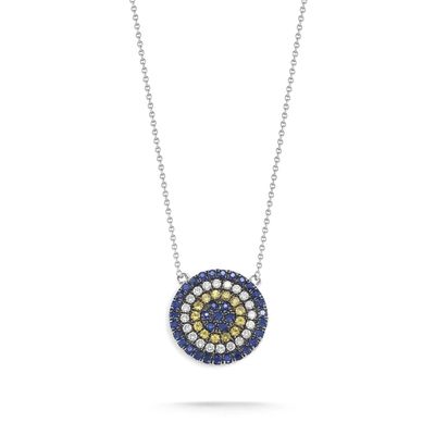 Blauw en wit CZ ketting cirkel in de vorm van 925 Sterling zilver voor meisjes' prachtige look