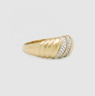 Platina Plating Ronde Briljant gesneden Diamond Dome Ring Voor vrouwen Fijne sieraden OEM / ODM