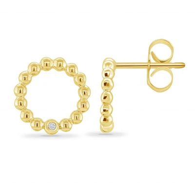 925 Sterling Zilveren Ronde Vorm Bezel Setting Solitaire Stud Oorbellen voor Dames met Opties voor Aangepaste Maten