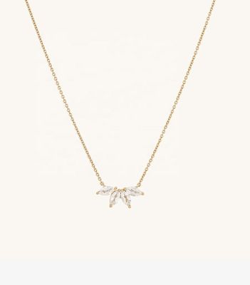 925 zilver 14K geplatte ketting 18 inch Marquise Topaz hanger en witte CZ diamanten