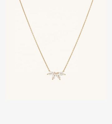 925 zilver 14K geplatte ketting 18 inch Marquise Topaz hanger en witte CZ diamanten