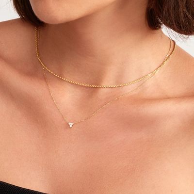 18K goud Zircon hanger zilveren ketting trio diamant kubische Zircon ketting