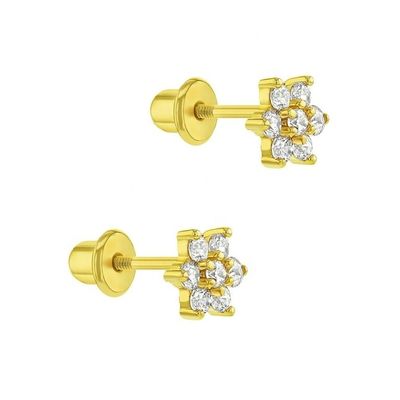 5mm 18k goud geplatte bloemen baby oorbellen perfect cadeau voor kinderen in 925 sterling zilver