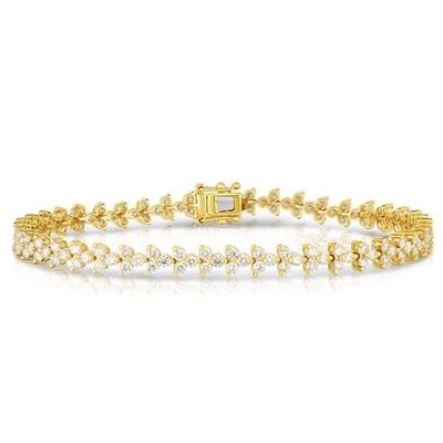 Ontwerper 18K goud 925 Sterling zilver bloem charme vrouwen tennis armband met ZIRCON